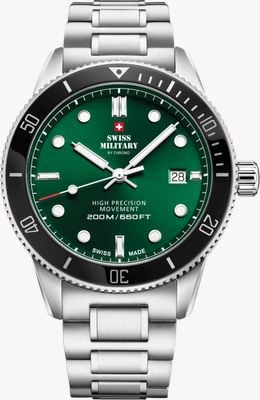 Swiss Military by Chrono Men's Dive (41.5mm) Green Dial / Stainless Steel Bracelet SM34088.03