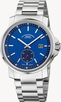 Mühle Glashütte 29er, duży mały sekundnik (42,4 mm), ciemnoniebieska tarcza / bransoleta ze stali nierdzewnej M1-25-82-200-MB