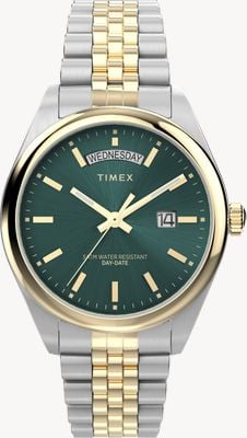 Timex Legacy 星期日历型（41 毫米）绿色太阳纹表盘 / 双色不锈钢表链 TW2W42800