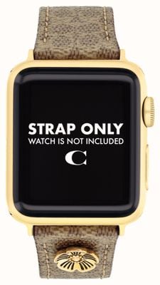 Coach Bracelet Apple Watch (38/40/41mm) bracelet en cuir marron avec embellissement fleur 14700235