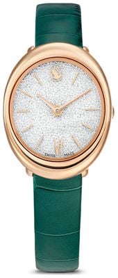Swarovski Циферблат из овального серебра (30 мм) с кристаллами / ремешок из итальянской телячьей кожи зеленого цвета 5717536