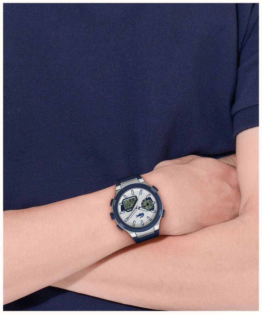 Lacoste Lc33 Dual-Display Multifunction Silver Dial Blue Silicone Strap Watch 2011515 - widok alternatywny 5