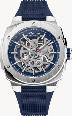 Alpina Alpiner Extreme Skeleton automático (39 mm) esfera esqueleto azul y plateada / correa de caucho azul AL-520NSKT3AE6