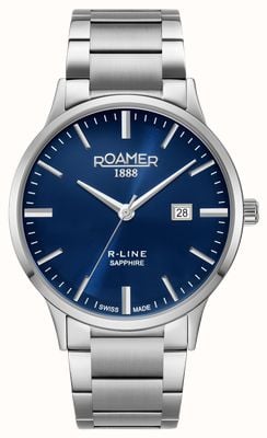 Roamer R-line klasyczna stalowa bransoleta z niebieską tarczą 718833 41 45 70