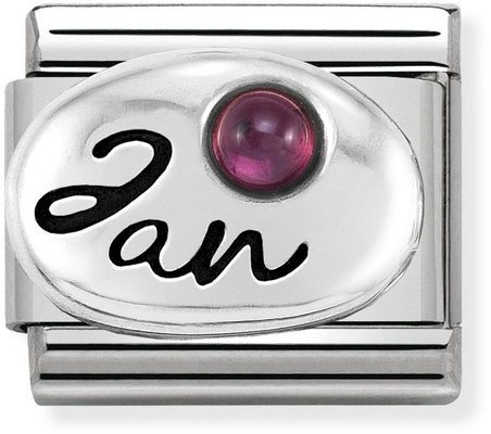 Nomination Classic January Birthstone Garnet Sterling Silver & Steel Charm 330505/01
