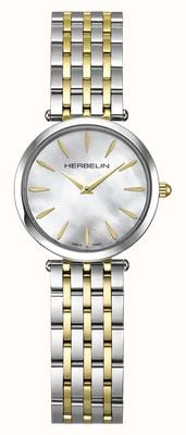 Herbelin Epsilon quartzo (28 mm) mostrador em madrepérola / pulseira bicolor em aço inoxidável 17116BT19