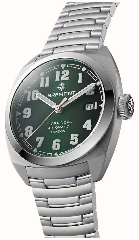 Bremont Terra Nova Date Automatic (40.5mm) Gradient Green Metal Dial / Stainless Steel Bracelet TN40-DT-SS-GN-B - vista alternativa 3