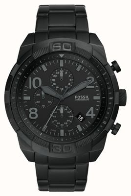 Fossil Bronson pour hommes | cadran noir | bracelet en acier inoxydable noir FS5712
