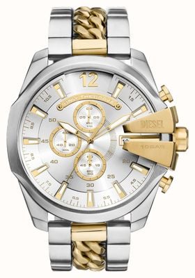 Diesel Mega Chief Chronograph (51mm) Silver Dial / Two-Tone Stainless Steel Bracelet DZ4672
