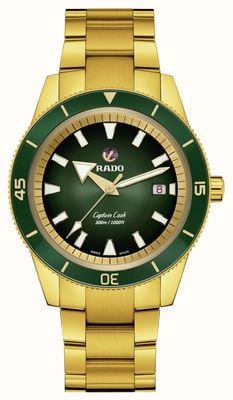 RADO Captain Cook Automatic (42mm) Green Dial / 3-Link Gold PVD Stainless Steel Bracelet R32136323