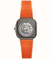 Herbelin Cap Camarat Square Titanium Automatic (40.5mm) Skeleton Dial / Orange FKM Rubber Strap 1846SQTDCMD - vue alternative 3