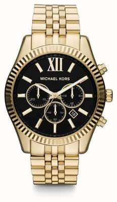 Michael Kors Relógio masculino Lexington dourado e preto MK8286