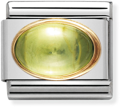 Nomination COMPOSABLE Classic OVAL STONES In Stainless Steel With 18k Gold PERIDOT 030504/05