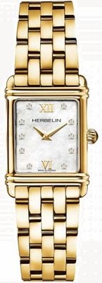 Herbelin Perlmuttuhr mit Diamanten im Art-déco-Stil für Damen 17478BP59