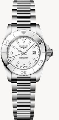 LONGINES HydroConquest Quartz (30mm) Matte White Dial / Stainless Steel Bracelet Watch L33694126