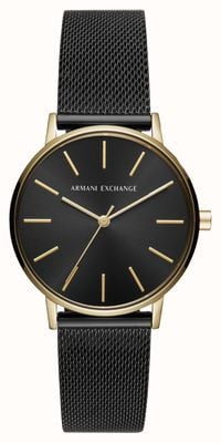 Armani Exchange Feminino | mostrador preto | pulseira de malha de aço inoxidável preta ex display AX5548 ex display