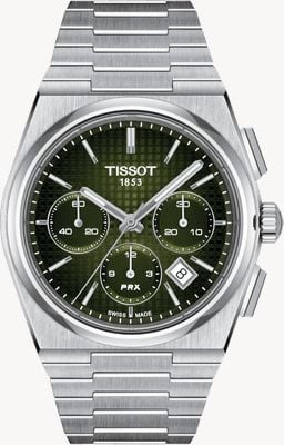 Tissot Prx Valjoux Automatik-Chronograph (42 mm) grünes Zifferblatt / Edelstahlarmband T1374271109100