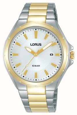 Lorus Sports Date 100m (40mm) White Sunray Dial / Two-Tone Stainless Steel RH944PX9