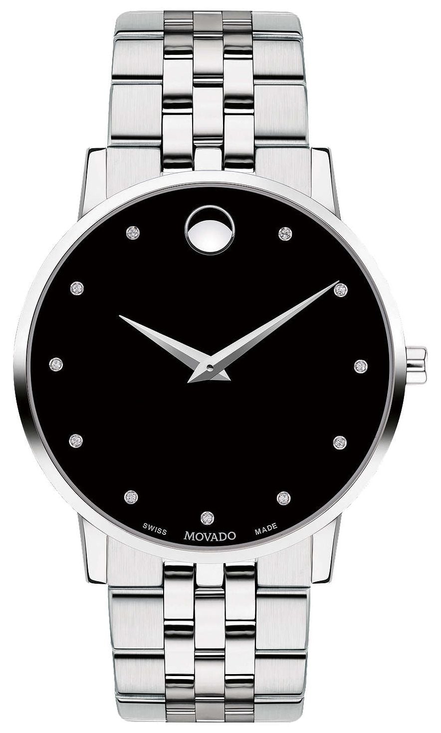 Movado Bracelet homme en acier inoxydable avec cadran serti montre
