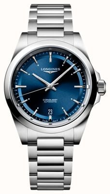 LONGINES Conquest automatische (38 mm) blauwe sunray wijzerplaat / roestvrijstalen armband L37204926