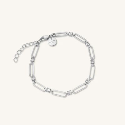 Rosefield Jewellery Round Crystals And Paperclip Silver Bracelet JBRCS-J1025