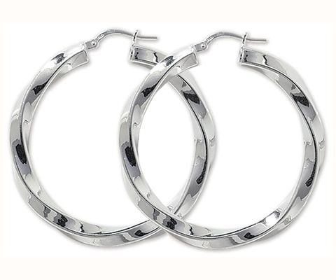 Silver Twisted 30mm Hoop Eearings G5113