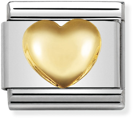 Nomination Classic Raised Heart 18ct Gold & Steel Charm 030116/01