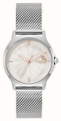 Olivia Burton Montre abeille classique (29,8 mm) cadran crème / bracelet en maille d'acier inoxydable 24000340