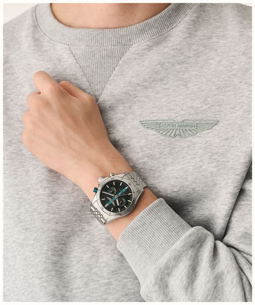 Aston Martin Thrill CLP Quartz Chronograph (45mm) Black Dial / Steel Bracelet & Silicone Strap MTRL1F607 - alternate view 6