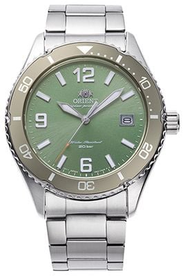 Orient Solar Sports Diver (39.9mm) Pistachio Green Dial / Stainless Steel Bracelet RA-WJ0001E10B
