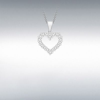 Sterling Silver Cubic Zircona Open Heart Pendant 8.62.8584