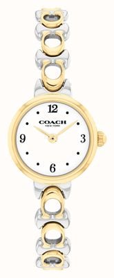 Coach Iris Quarzuhr mit zwei Zeigern (22,5 mm), weißes Zifferblatt / zweifarbiges Edelstahlarmband 14504653