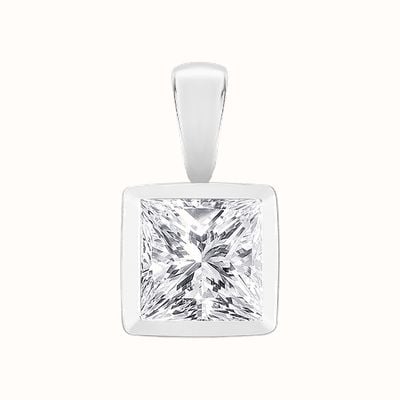 Perfection Crystals Single Stone Rubover Princess Cut Pendant (0.90ct) P5490-SK