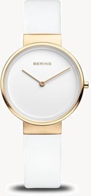 Bering Dames klassieke (31 mm) witte wijzerplaat / witte leren band 14531-634