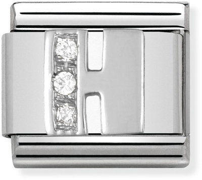 Nomination Classic Letter H Sterling Silver & Steel Cubic Zirconia Charm 330301/08