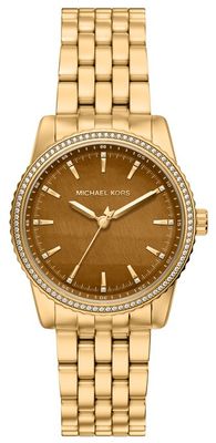 Michael Kors Women's Bryant Three Hand Brown Dial Golden Stainless Steel Bracelet MK7681