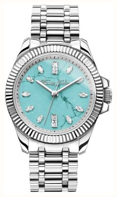 Thomas Sabo Divine Crystal (33mm) Imitation Turquoise Dial / Stainless Steel Bracelet WA0435-201-209-33