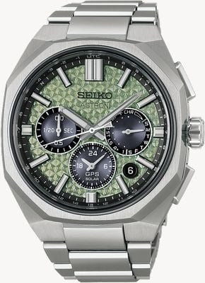 Seiko Astron GPS Solar 2026 Limited Edition (43,4 mm), kristallgrünes Zifferblatt / Titanarmband HAB005J1