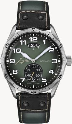 Junghans Meister pilot automatique (43,3 mm) cadran vert / bracelet cuir noir et vert 27/4495.00