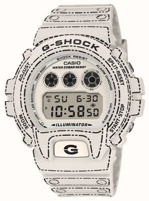Casio G-Shock 6900 Serie – Origami Edition (50 mm) – Positives Digitaldisplay / Weißes Harzarmband DW-6900RGM-5ER