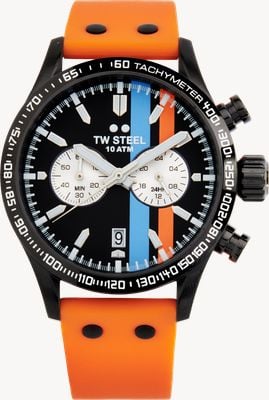 TW Steel Volante Sport Quartz Chronograph Motorsport Edition (45mm) Black Dial / Orange Rubber Strap VS124