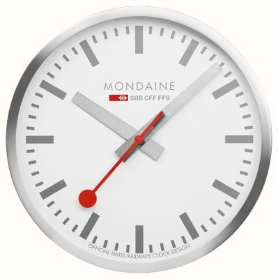 Mondaine SBB Wall Clock (25cm) White Dial / Silver-Tone Aluminium Case A990.CLOCK.18SBV