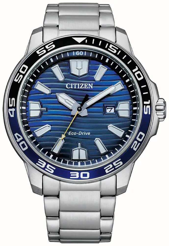 Citizen Men s Sport Eco Drive Blue Dial Stainless Steel Bracelet AW1525 81L