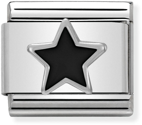 Nomination Classic Black Star Sterling Silver & Steel Enamel Charm 330202/05