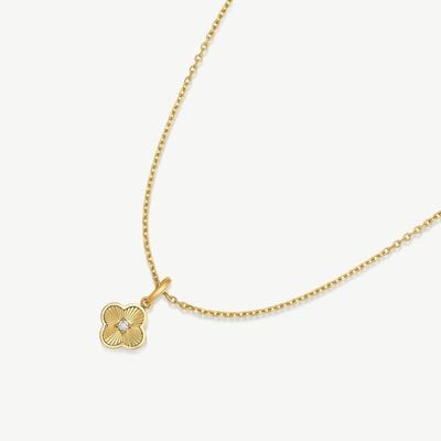 D.LOUISE Gold Plated Trinket Pleated Clover Necklace 40+5cm SKN-76