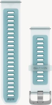 Garmin Schnellwechselarmbänder (22 mm) aus durchscheinendem, weiß/türkisfarbenem Silikon mit silberfarbenen Beschlägen – nur Armband 010-11251-AU