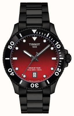 Tissot Seastar 1000 (40mm) Gradient Red Dial / Black PVD Stainless Steel Bracelet T1204103342100