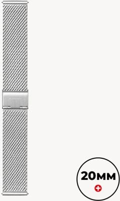 Mondaine Edelstahl-Mesh-Armband – Silber – (20 mm) gebürstete Schnalle FM8920STEM4