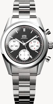 HTD Hesagraph Variante B Tri-Compax Chronograph (39 mm) rotbraunes Zifferblatt / Edelstahlarmband BH9 H25F33B