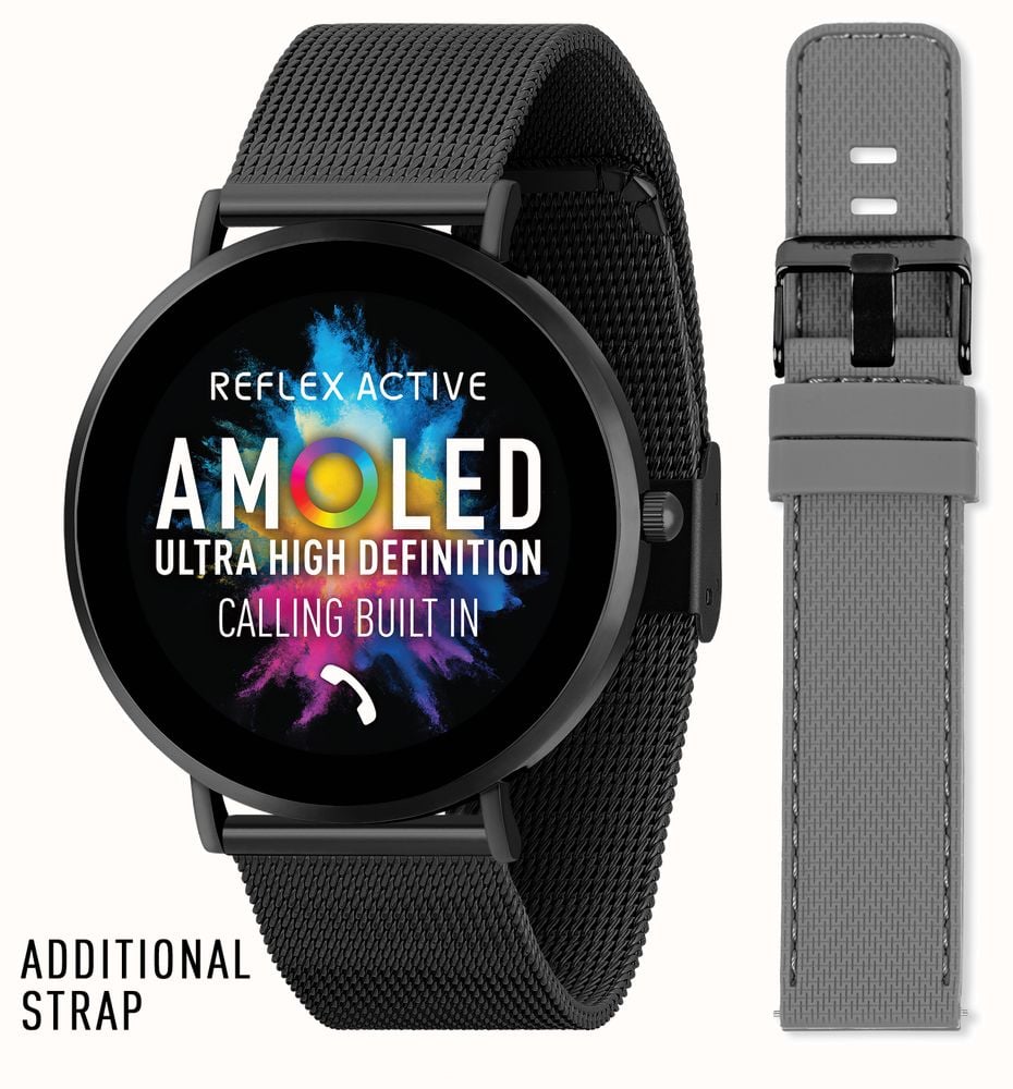 Reflex Active Series 42 Amoled Ultra Slim Smart Calling Watch Set 43mm Black RA42 2208 First Class Watches SGP